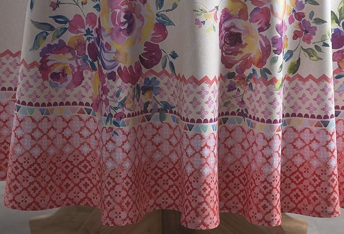 Maison d' Hermine Table Cloth Round Table 100% Cotton 69 Inches Tablecloth Reusable Decorative Everyday Use for Dining Room, Farmhouse, Home, Party, Festive & Wedding Spring Summer - Rose Garden