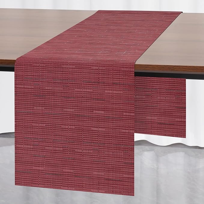 Myir JUN Table Runner, Vinyl Table Runner Indoor 72 Inch Long Arbitrarily Cropped Runner for Table Heatproof for Home Party (Red, 15 x 72 inch)