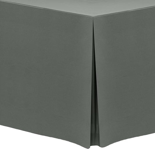 Ultimate Textile 5 ft. Fitted Polyester Tablecloth - Fits 30 x 60-Inch Banquet and Folding Rectangular Tables - 42" H, Charcoal Grey