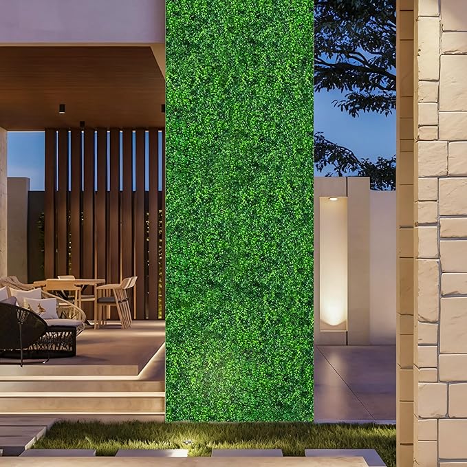 24x16 Inch Artificial Boxwood Panels (24-Pack) - UV Protected Faux Grass Wall Mats for Outdoor Fence Cover, Garden Privacy Screen, Indoor Wall Decor, and Wedding Backdrops