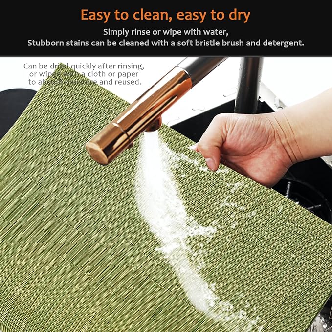 Placemats Set of 12 Washable&Wipeable Place mats for Dining Table Kitchen Indoor Outdoor Table Mats Heat Resistant Non Slip Woven Vinyl Table Placemats (Green，12PCS)