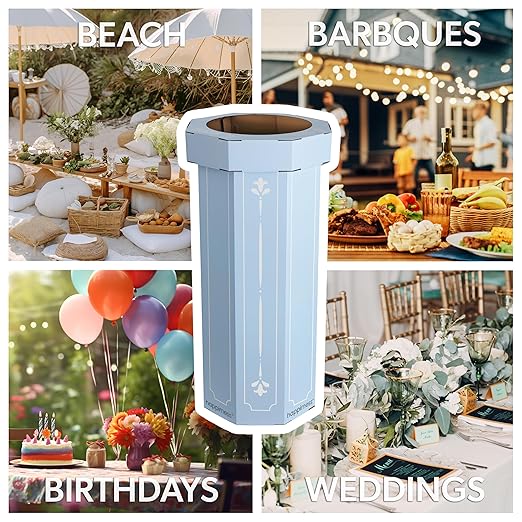 Eyely MPH1301B-SET2 Sal 25-Gallon Disposable Corrugated Cardboard Event Trash Can and Recycling Bin for BBQs, Beach, Parties & Events & Outdoor Activities, Bridal Blue (Set of 2)