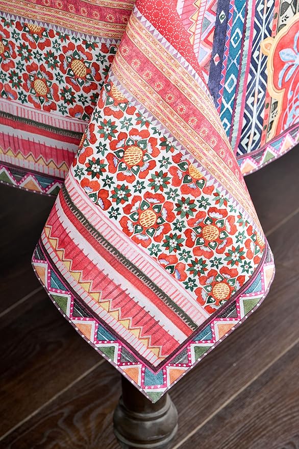 Maison d' Hermine Table Cloth Rectangle Table 100% Cotton 70 x 108 Inches Fall Tablecloth Reusable Everyday Use for Thanksgiving Christmas Decorations Dining Farmhouse Party (Ispahan)