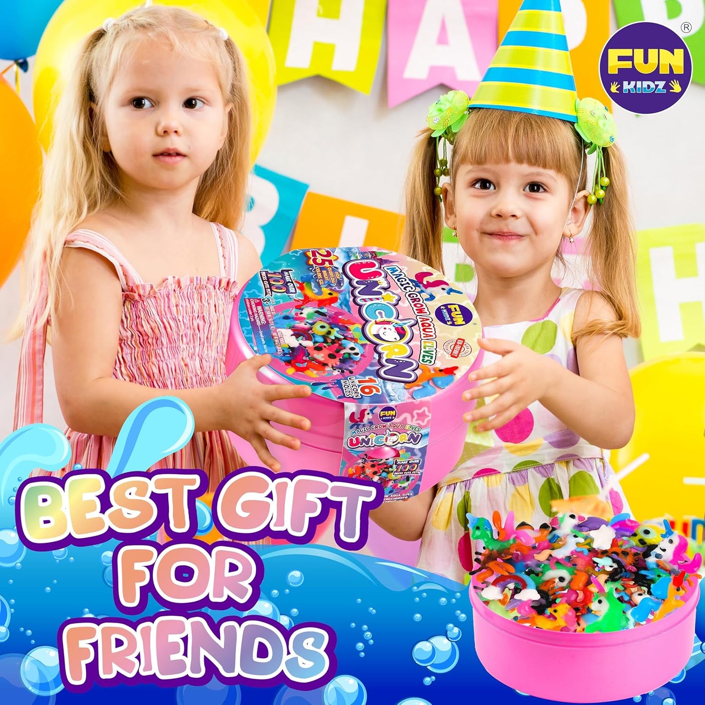 Unicorn Magic Grow Aqua Elves Kit, FunKidz Magical Water Elf Toys for Kids with 25 Colors Gel 16 Unicorn Molds to Make Over 100 Water Pets Crafts for Girls Boys Ages 3+