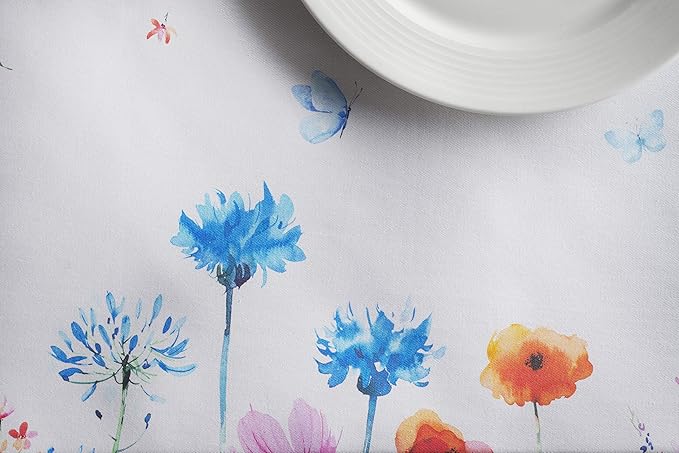 Maison d' Hermine Table Cloth Rectangle Table 100% Cotton 54 x 72 Inches Tablecloth Reusable Decorative for Dining Room, Farmhouse, Home, Party, Festive & Wedding Spring Summer - Flower in The Field
