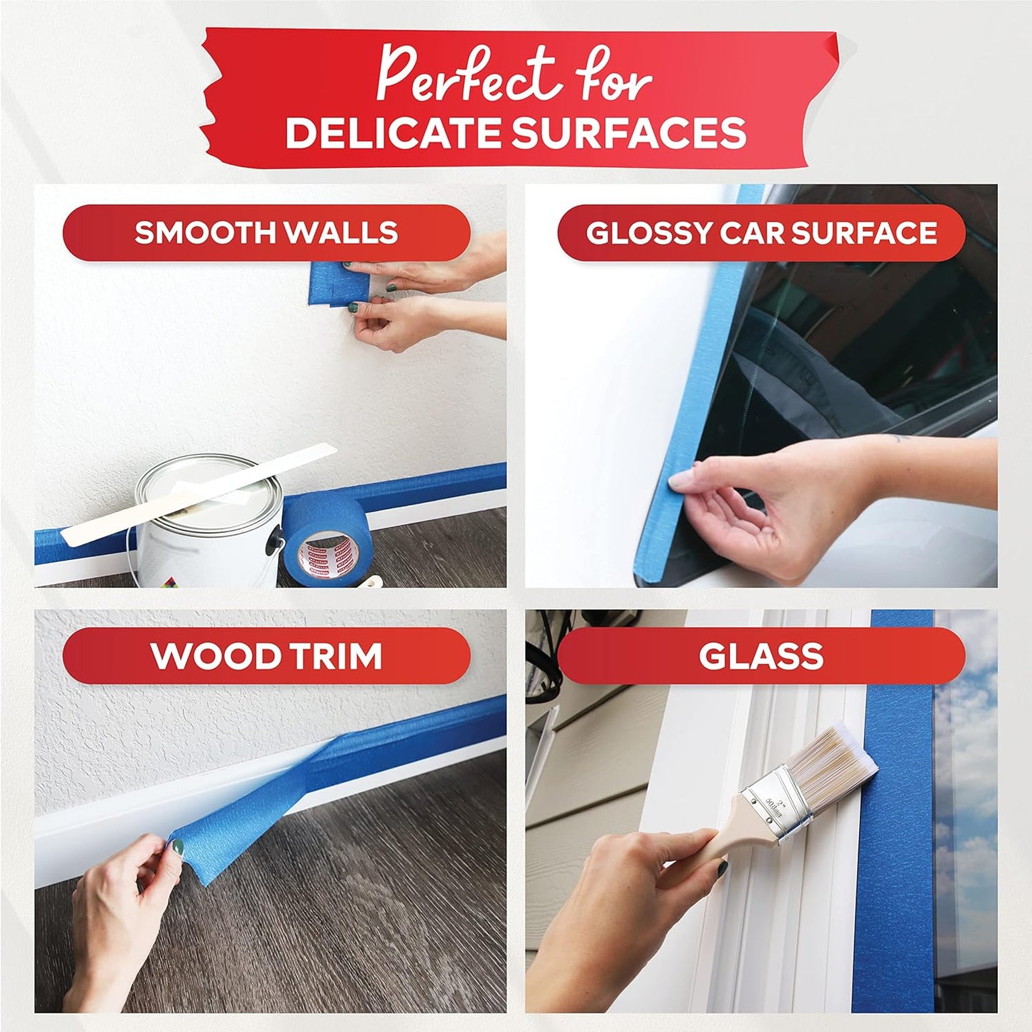 XFasten Professional Blue Painters Tape 2.5-Inches x 60-Yards (Single Pack) Blue Painters Masking Tape Bulk - Sharp Edge Line Technology, Produces Sharp Lines | Residue-Free Wall Trim Tape