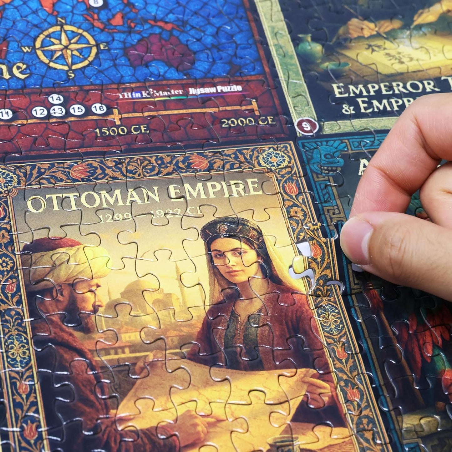 Think2Master Colorful Post Classical Civilization 1000 Pieces Large Format Jigsaw Puzzle: Kids 12+, Teens, Adults & Families. Great Gift with Historical Timeline & World Map. Size: 26.8” X 18.9”