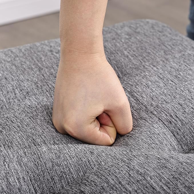 Homebeez Multifunctional Space-Saving Linen Storage Ottoman with 360° Rolling Wheels, 17.7" Square Tufted Cube Footstool with Hinged Lid, Holds 300 lbs, for Living Room, Bedroom, Entryway, Grey