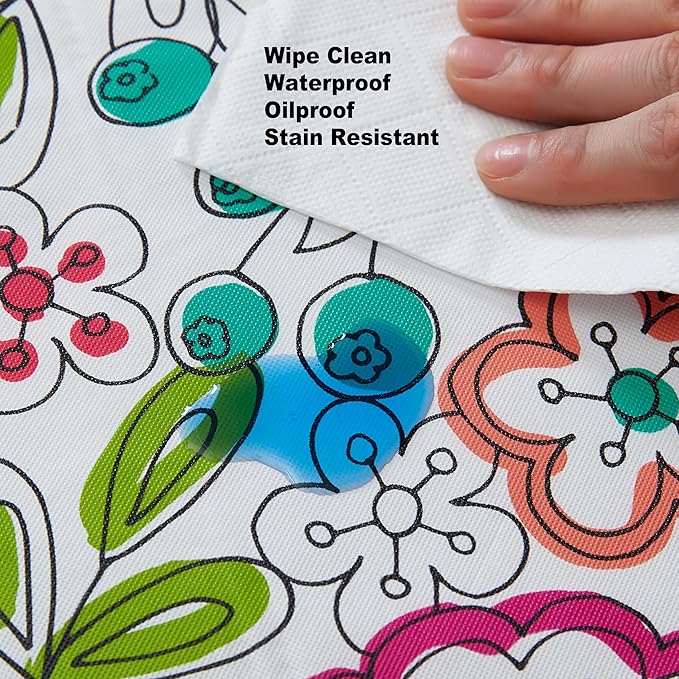 Newbridge Shabby Chic Lily Print 70 Inch Round Vinyl Flannel Backed Tablecloth, Pink Yellow and Green Lily Indoor and Outdoor Waterproof Vinyl Table Cover for Spring Holiday Party