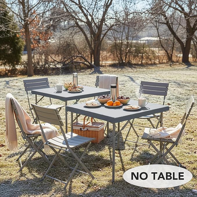 LUSHVIDA 2 Packs Vinyl Card Tablecloth with Flannel Backing 48x48 inch - Waterproof Plastic Picnic Table Cover for Square Folding Table Cloth with Elastic Corners, Light Gray
