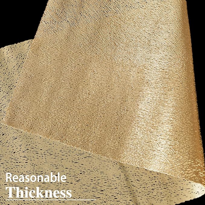 Fave Gold Table Runners 60 Inches Heat Resistant Table Runner Line Shaped Short Table Runner Washable Table Mats for Wedding Party Banquet Event Dining Decoration (Line )