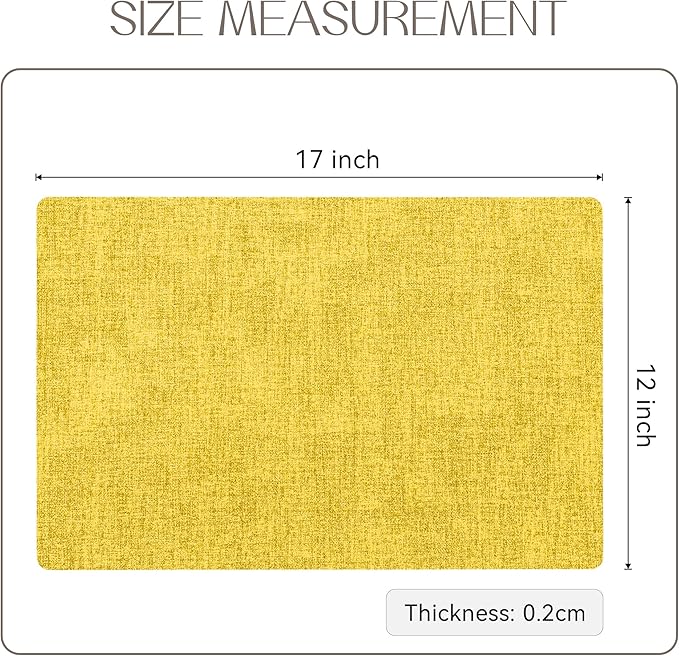 Romanstile Vinyl Placemats Set of 4-12 X 17 Inch - Heat Resistant Place Mats 100% Waterproof Oilproof Wipeable Reversible Faux Leather Table Mats for Kitchen, Dining, Party, Outdoor, Yellow