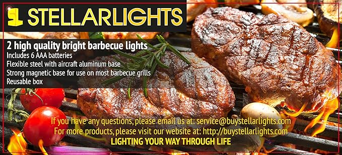 Bright Eyes | Magnetic Barbecue BBQ Grill Light Set for Grilling 2 Pack | 6 Alkaline AAA Batteries Included | Works on All Grills with an Exception to Stainless Steel.