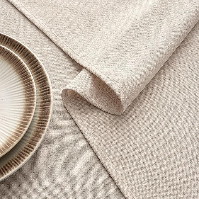 MIULEE Ivory Linen Polyester Tablecloth 60x144 Inch Spring Rectangle Table Cloth Waterproof,Stain Resistant & Wrinkle Resistant for Dining Party Wedding