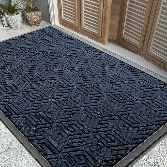 Yimobra Large Door Mat 47x32, All-Weather Waterproof Outdoor Mats for Front Door, Non Slip Rubber Doormat for Patio Proch Outside Entryway Indoor, Blue