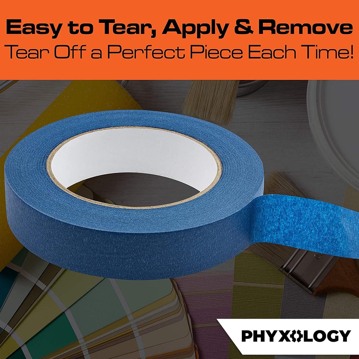 No-Residue 1 Inch, 60 Yard Blue Painters Tape 4 Pk. Easy-Tear, Pro-Grade Removable Masking Tape Great for Home, Office, Commercial Contractor. Clean, Drip-Free Painting with Wide Crepe Paper Rolls