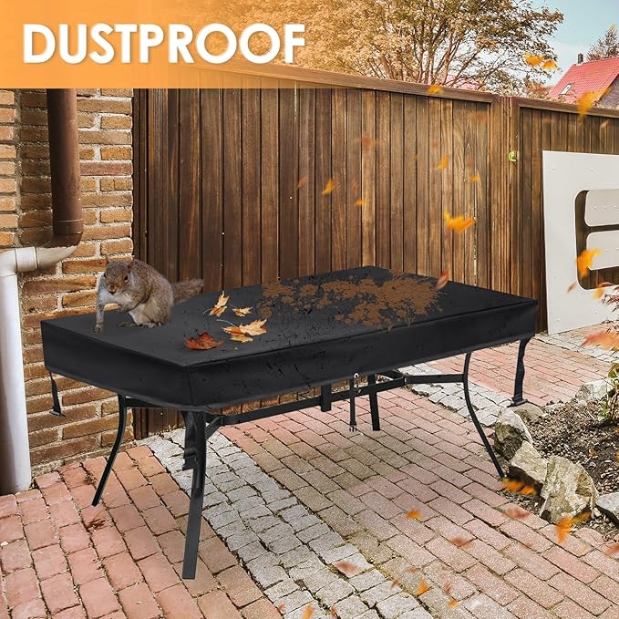 TOHONFOO Rectangular Patio Table Cover - Waterproof Anti-UV Outdoor Dining Table Cover - Outdoor Patio Furniture Cover 65" L x 40" W x 6" H, Black