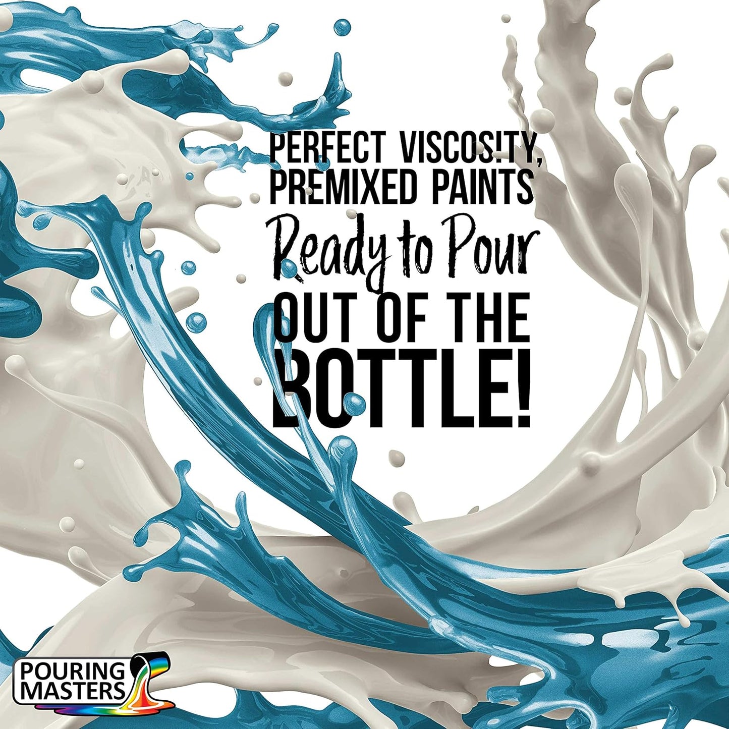 Pouring Masters Ice Blue Metallic Pearl Ready to Pour Acrylic Pouring Paint - Premium 8-Ounce Pre-Mixed Fluid Acrylic Paint - Fluid Art Supplies for Canvas, Wood, Paper, Tile & Rocks