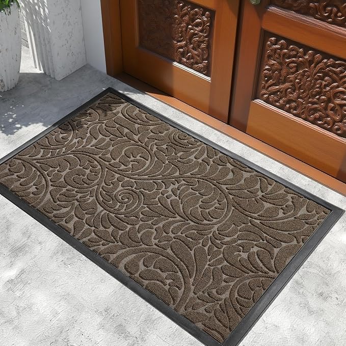 Yimobra Extra Large Door Mat 60x36, Waterproof Sturdy Outdoor Mats for Front Door, Heavy Duty Non-Slip Doormat for Garage Patio Entryway Indoor, Easy Clean, Brown