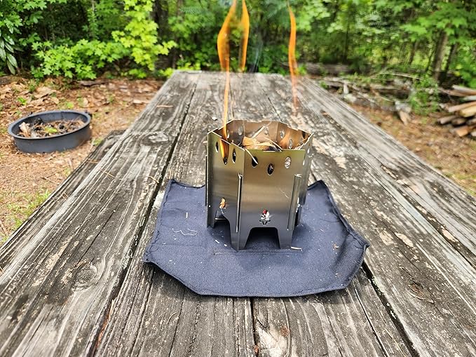 Folding Flame Compact Folding Camping Stove – Portable, Lightweight, Stainless Steel Wood Burning Campfire Stove for Backpacking, Hiking, and Outdoor Cooking