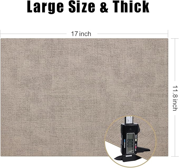 Homaxy Faux Leather Heat Resistant Placemats for Dining Table Set of 8, Waterproof Wipeable Washable PU Table Mats, Easy to Clean Anti-Slip Place Mats, 11.8" x 17", Light Brown