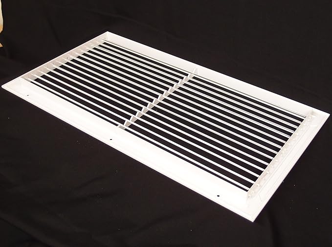 30"w X 8"h Aluminum Adjustable Return/Supply HVAC Air Grille - Full Control Horizontal Airflow Direction - Vent Cover - Wide Front End Overlap - Single Deflection [Outer Dimensions: 31.85"w X 9.85"h]