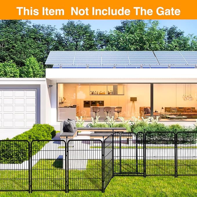 Doorless Garden Fences and Borders for Dogs, 36in(H) 14 Panels Total 31 Ft(L), Black Metal Decorative Garden Fencing, Flower Bed Fencing, Dog Digging Fence Barrier, Rabbit Fence for Flowers