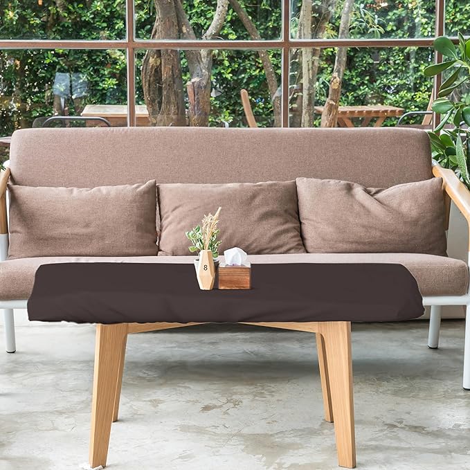Covers & All Rectangle Table Top Cover, 12 Oz Waterproof UV & Weather Resistant Patio Table Cover, Outdoor Table Cover for Patio Furniture (85" L x 40" W x 5" H, Coffee)