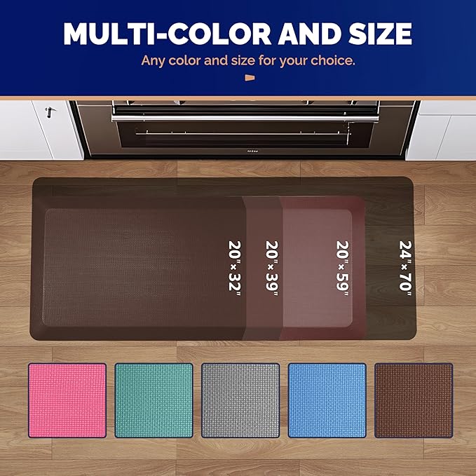 FEATOL Anti Fatigue Mat for Standing, 9/10 Extra Thick Ergonomic Standing Desk Mat, Comfort & Durable Memory Foam Standing Mat at Home,Office All Day (20" x 39", Brown, 1PC)
