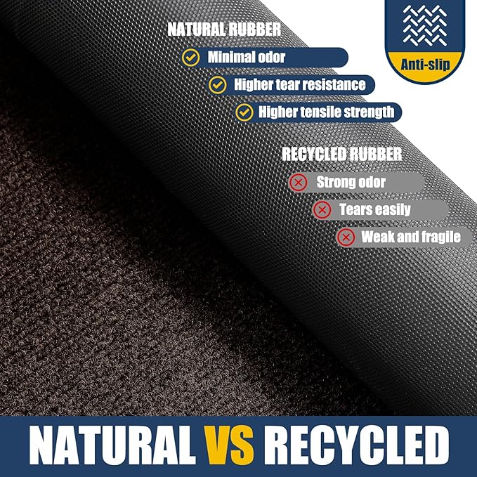 Large Front Door Mat Outside Entrance Indoor Doormat, 36" x 24" Outdoor Mats For Patio Waterproof, Outdoor Door Mats For Outside Entry, Indoor Rugs for Entryway, Sturdy Natural Rubber Entry Mat, Brown