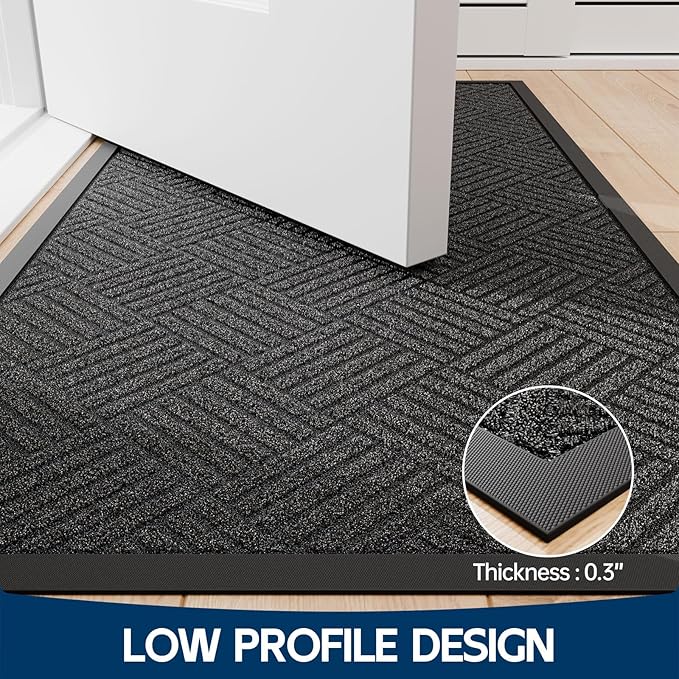 Front Door Mat Outside Entrance, 4' x 2' Heavy Duty Indoor Outdoor Door Mats for Entryway, Trap Dirt Outdoor Doormat Low Profile, Non Slip Welcome Mats for Front Door, Artificial Grass