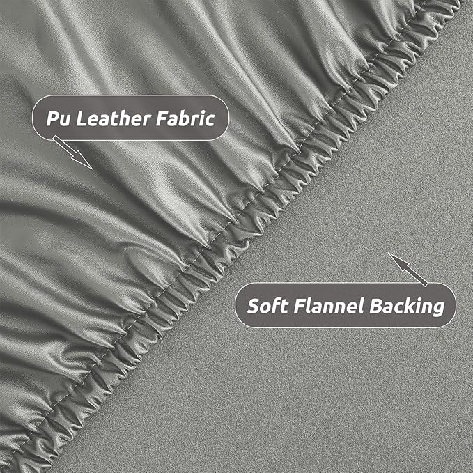 LURKA Rectangle PU Leather Table Cover/Tablecloth with Elastic Fitted Edge – Waterproof, Oil-Proof, Scratch-Resistant, Wipeable Protector for Dining, Kitchen, Outdoor Picnic, Party (Silver, 4FT)