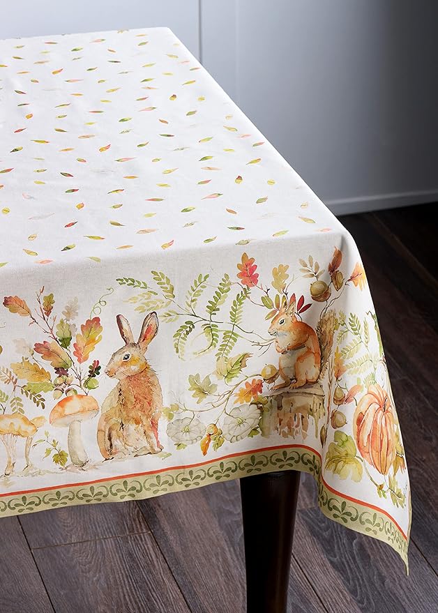 Maison d' Hermine Table Cloth Rectangle Table 100% Cotton 60 x 108 Inches Fall Tablecloth Reusable Everyday Use for Thanksgiving Christmas Decorations Dining Farmhouse Party (Pumpkin Passion)