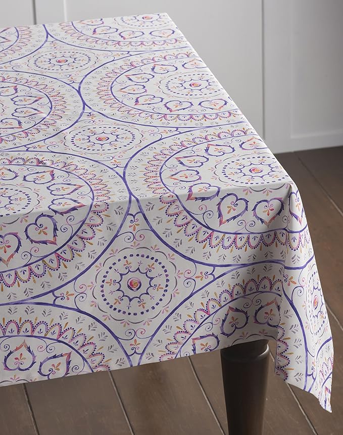 Maison d' Hermine Table Cloth Rectangle Table 100% Cotton 60 x 120 Inches Tablecloth Reusable Decorative Everyday Use for Dining Room, Farmhouse, Home, Party, Festive & Wedding Spring Summer - Mandala