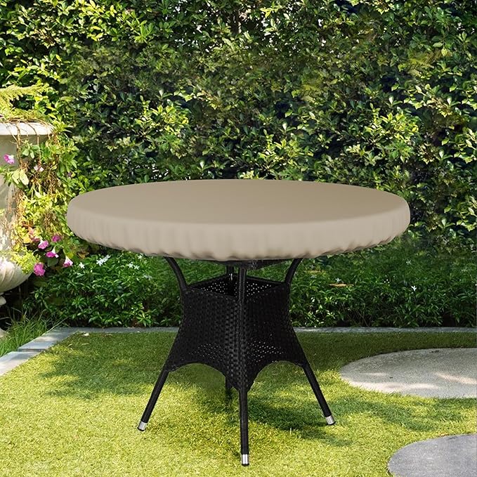 Covers & All Round Table Top Cover, 12 Oz Waterproof UV & Weather Resistant Patio Table Cover, Outdoor Table Cover for Patio Outdoor Furniture & Coffee Table (48" Dia x 4" H Inches, Beige)