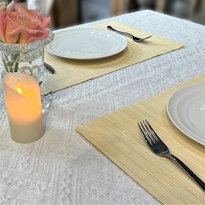 ANDSTAR Set of 4 Pcs Bamboo Placemats Sushi Rolling Mat Japanese Style Natural Anti-Slip Bamboo Placemats Washable Heat-Resistant Table Mats for Dining Room and Kitchen（Natural Color）