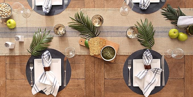 DII PVC Tabletop Collection Woven Indoor/Outdoor, Round Placemat Set, 13.75", Stonewash Blue, 6 Piece