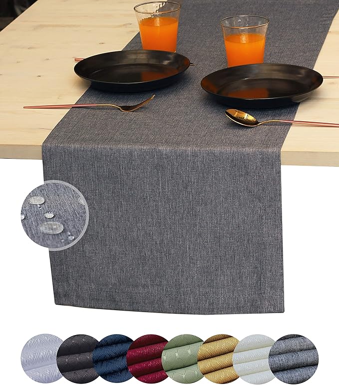 Grey Table Runner 60 inch, Gray Dresser Cover, Waterproof Coffee Table Runner, Outdoor Long Dining Table Runners, Decor for Fiesta, Dinner Parties, Wedding, Thanksgiving, Halloween, Christmas