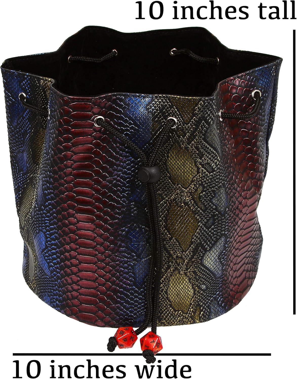 Forged Dice Co. Pouch of The Endless Hoard Dice Bag - Holds Over 1,000 Polyhedral Dice - Dice Storage Bag with 7 Pockets - Perfect for Bulk Dice - Rainbow Dragon Skin