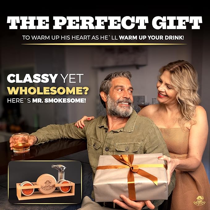 Cocktail Smoker Kit | Whiskey Smoker Kit | Bourbon Smoker kit | Old Fashioned Smoker Kit for Men with Stand, Torch & Wood Chips | Whiskey Gift for Men (No Butane Incl.)