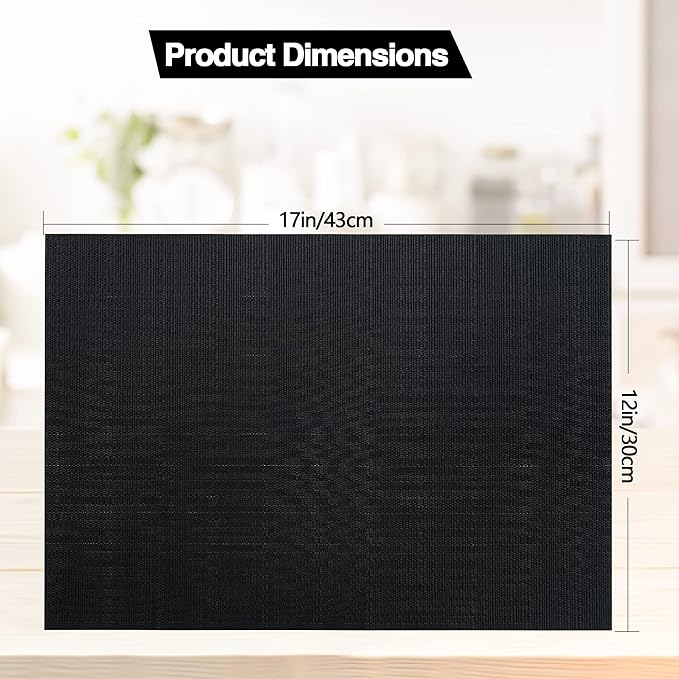 SLKQG Black Placemats Set of 6 - Easy Clean Washable Vinyl Placemats - Wipeable Heat Proof Table Mats for Dining Table - 17x12 Inch (Pure Black, 6)