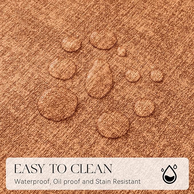 MOSAYT Faux Leather Placemats Set of 6, Heat Resistant Wipeable Washable Vinyl Place Mats with Coasters, Waterproof Oil Proof Table Mats for Kitchen Dining Party Indoor Outdoor, 12" x 17", Orange