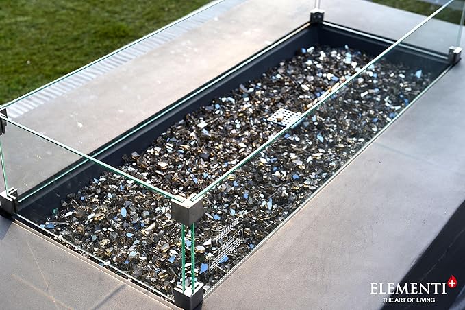 All Fire Table Pit Wind Screens and Stainless Steel Buner Lid from ELEMENTI | ELEMENTI Plus and MODENO (Wind Screens, Rectangular 40.4" × 15.2" WS - 021)
