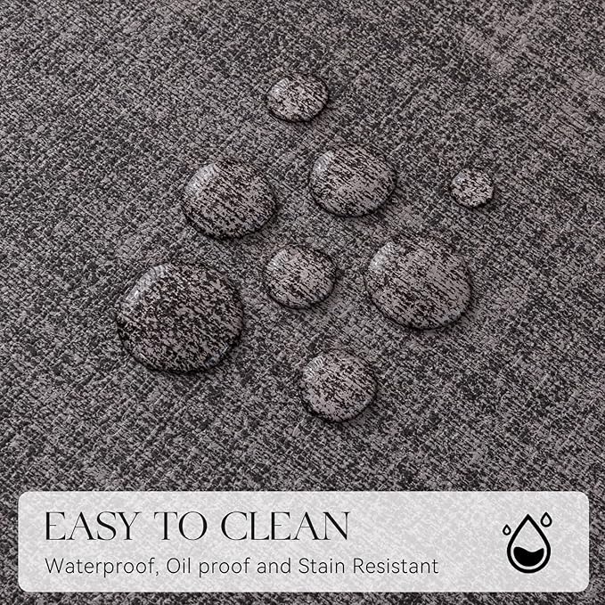 MOSAYT Placemats Set of 8, Heat Resistant Vinyl Place Mats with Coasters, Wipeable Washable Waterproof Oil Proof Faux Leather Table Mats for Kitchen Dining Party Outdoor, 12" x 17", Dark Light Grey