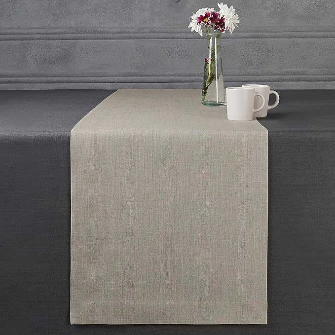 D'Moksha Homes Linen Natural Table Runner 108 Inches Long - 100% Pure Linen Dining Table Runner 14 x 108 Inch for Valentines, Holiday - Machine Washable