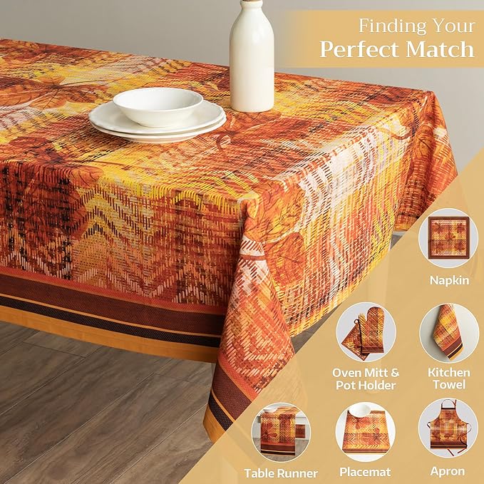 Maison d' Hermine Table Cloth Rectangle Table 100% Cotton 70 x 108 Inches Fall Tablecloth Reusable Everyday Use for Thanksgiving Christmas Decorations Dining Farmhouse Party (Thanksgiving Tartan)