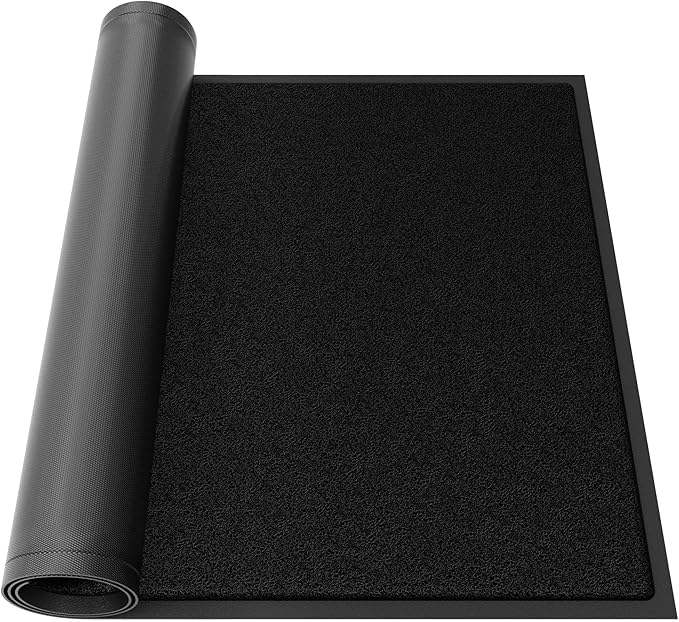 Sturdy Front Door Mat, 36" x 72" Heavy Duty Outdoor Indoor Mats to Trap Dirt and Moisture, Non-Slip Waterproof Doormat Inside Entrance, Washable Welcome Mats for Home Entryway（Black）