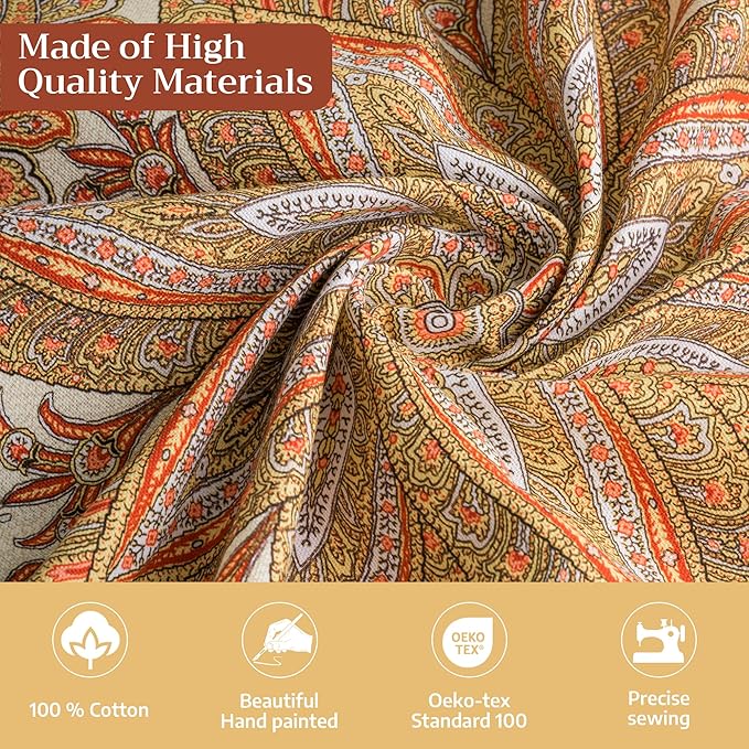 Maison d' Hermine Table Cloth Rectangle Table 100% Cotton 54 x 72 Inches Tablecloth Reusable Decorative Everyday Use for Dining Room, Farmhouse, Home, Party, Festive & Wedding - Kashmir Paisley
