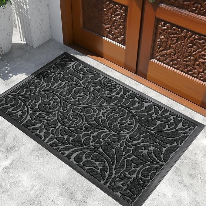Yimobra Extra Large Door Mat 60x36, Waterproof Sturdy Outdoor Mats for Front Door, Heavy Duty Non-Slip Doormat for Garage Patio Entryway Indoor, Easy Clean, Black