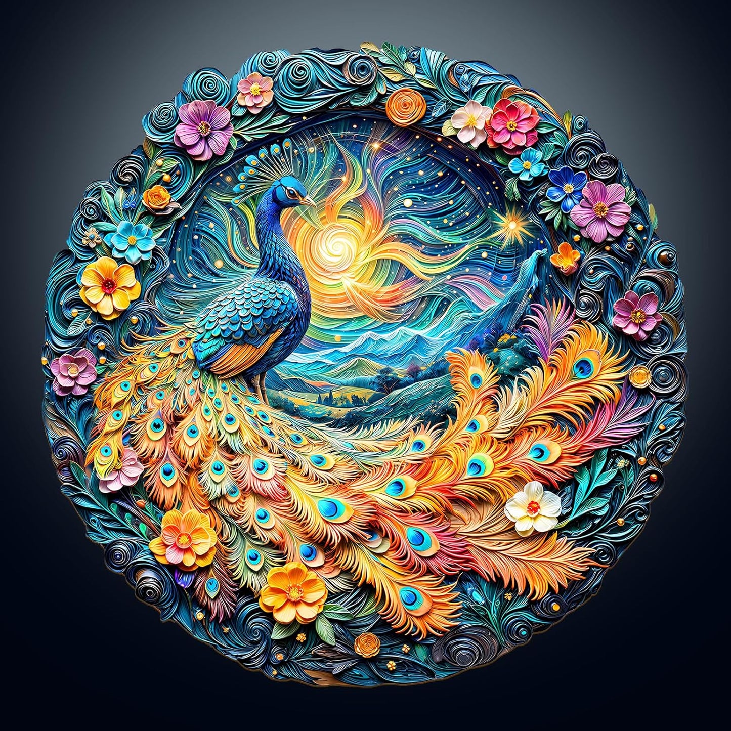 Wooden Puzzles for Adults,Peacock Puzzle, Unique Shaped Wooden Jigsaw Puzzles for Adults, Family Puzzle(13.4 * 13.4 in 300pcs)